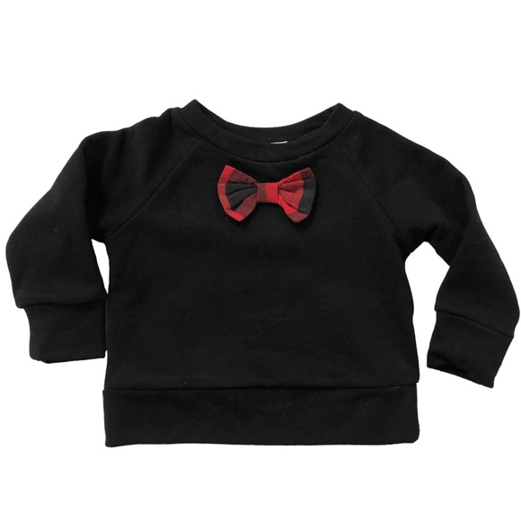 The Tiny Universe Black Bow Tie Sweatshirt 12M - Picture 1 of 6